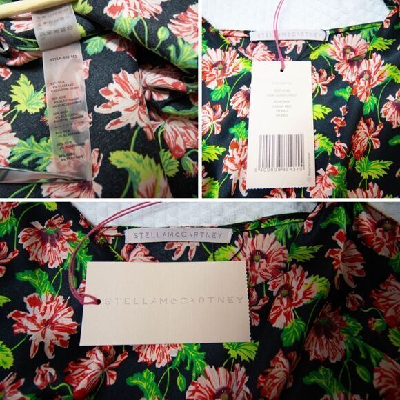 NEW Stella McCartney Ellie Leaping Silk Floral Tank Top, Black, Medium - Picture 11 of 12